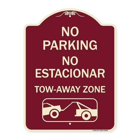 Signmission No Parking No Estacionar Tow Away Zone W/ Graphic Heavy-Gauge Alum Sign, 24" x 18", BU-1824-23804 A-DES-BU-1824-23804